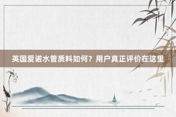 英国爱诺水管质料如何？用户真正评价在这里